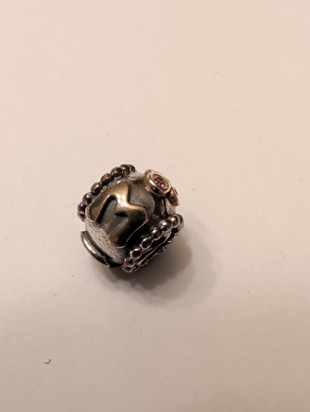 Sterling Silver Mom Charm Bead with Gold Accent